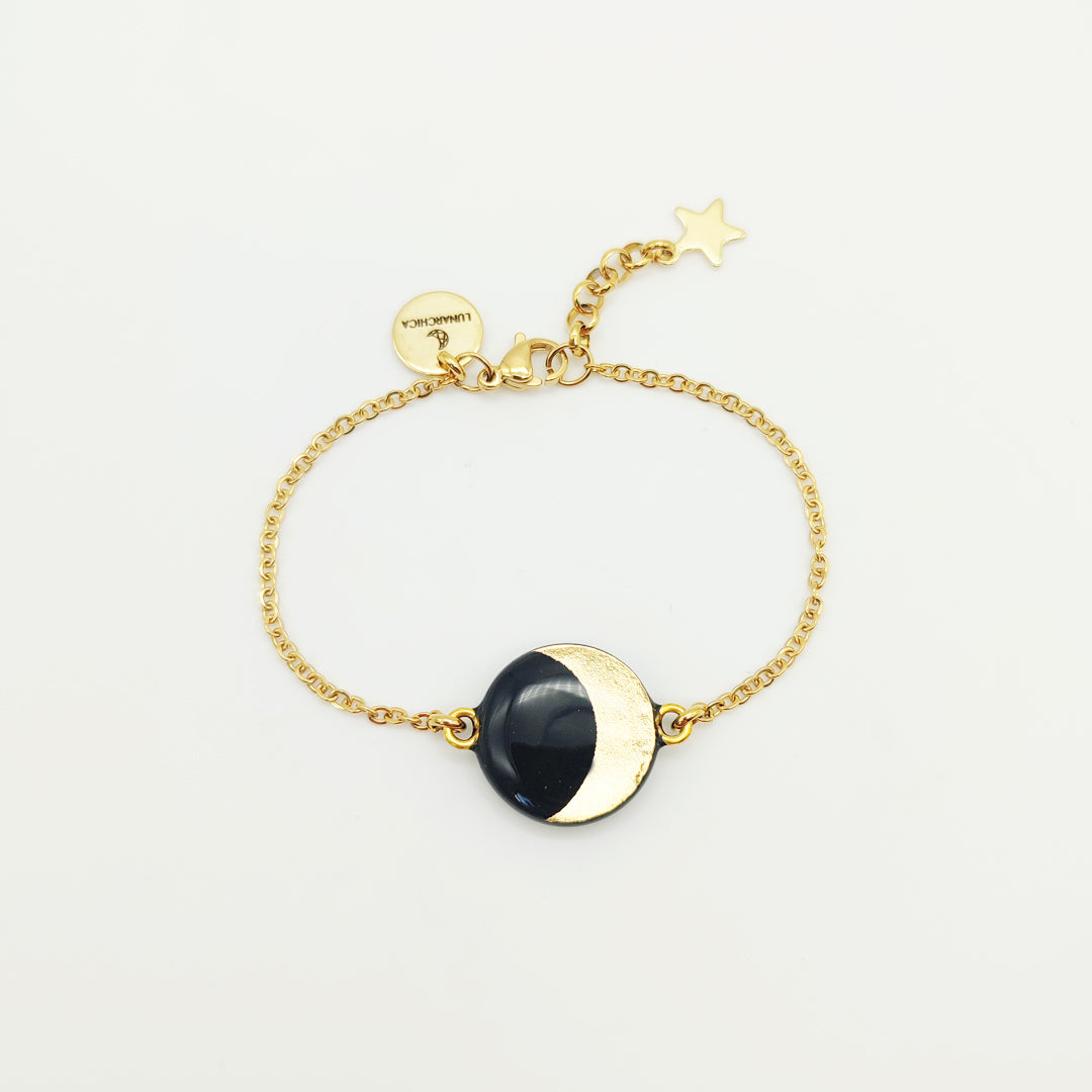 Bracciale Minimal in Acciaio Argentato o Dorato con Fasi Lunari