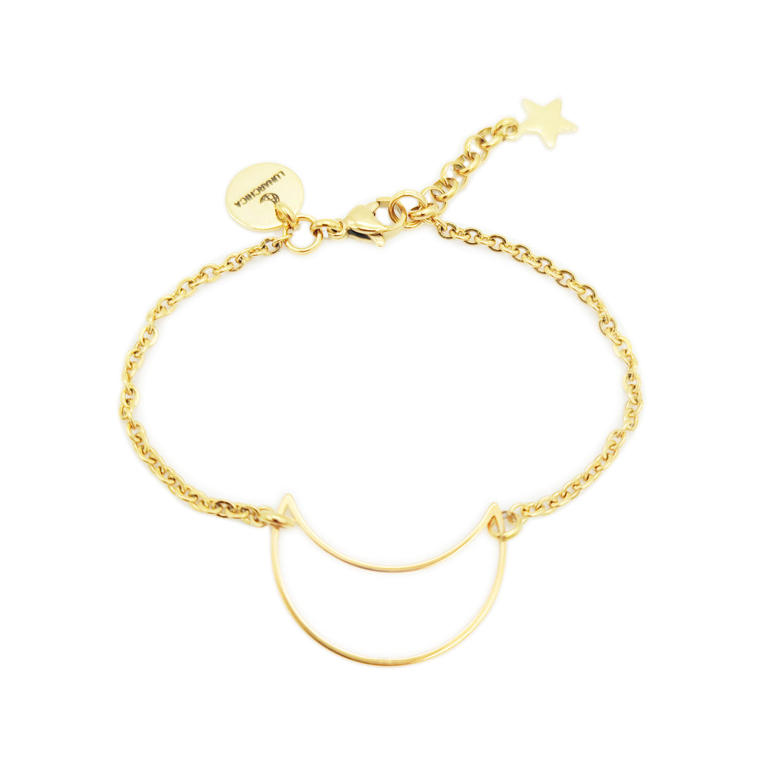 Bracciale Minimal Stella e Luna in acciaio inox dorato