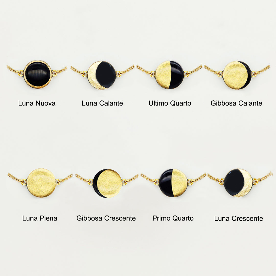Bracciale Minimal in Acciaio Argentato o Dorato con Fasi Lunari