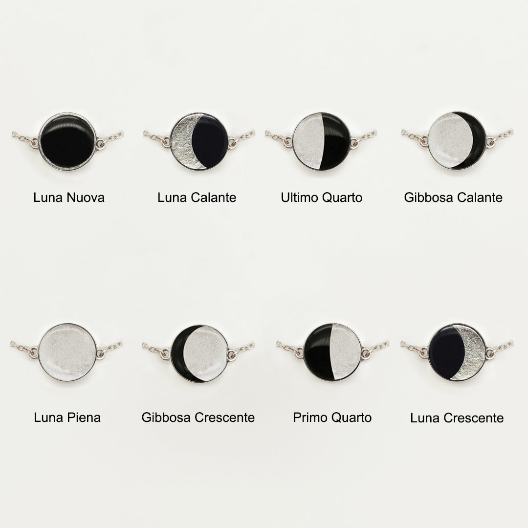 Bracciale Minimal in Acciaio Argentato o Dorato con Fasi Lunari