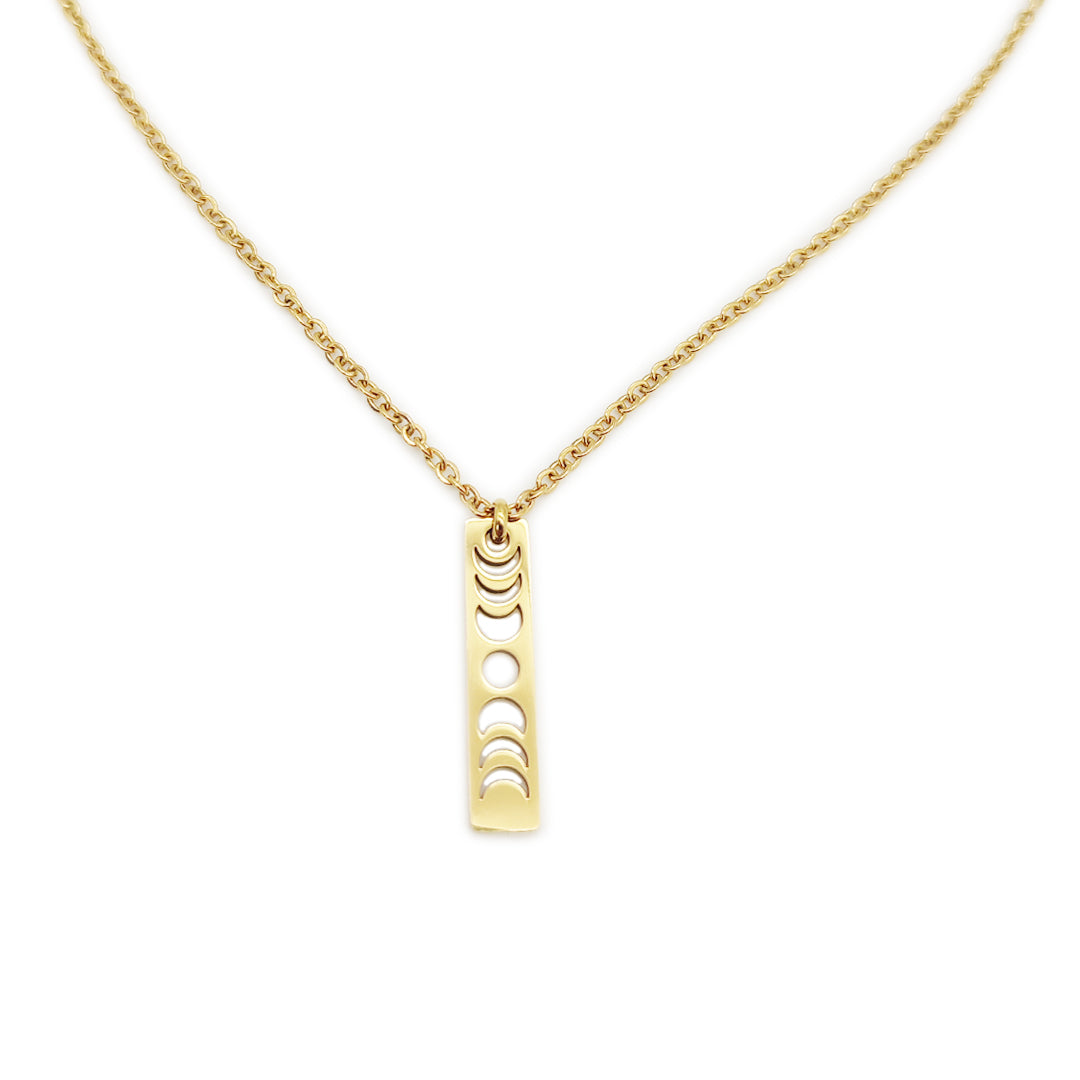 Collana Minimal con Fasi Lunari in Acciaio Argentato o Dorato