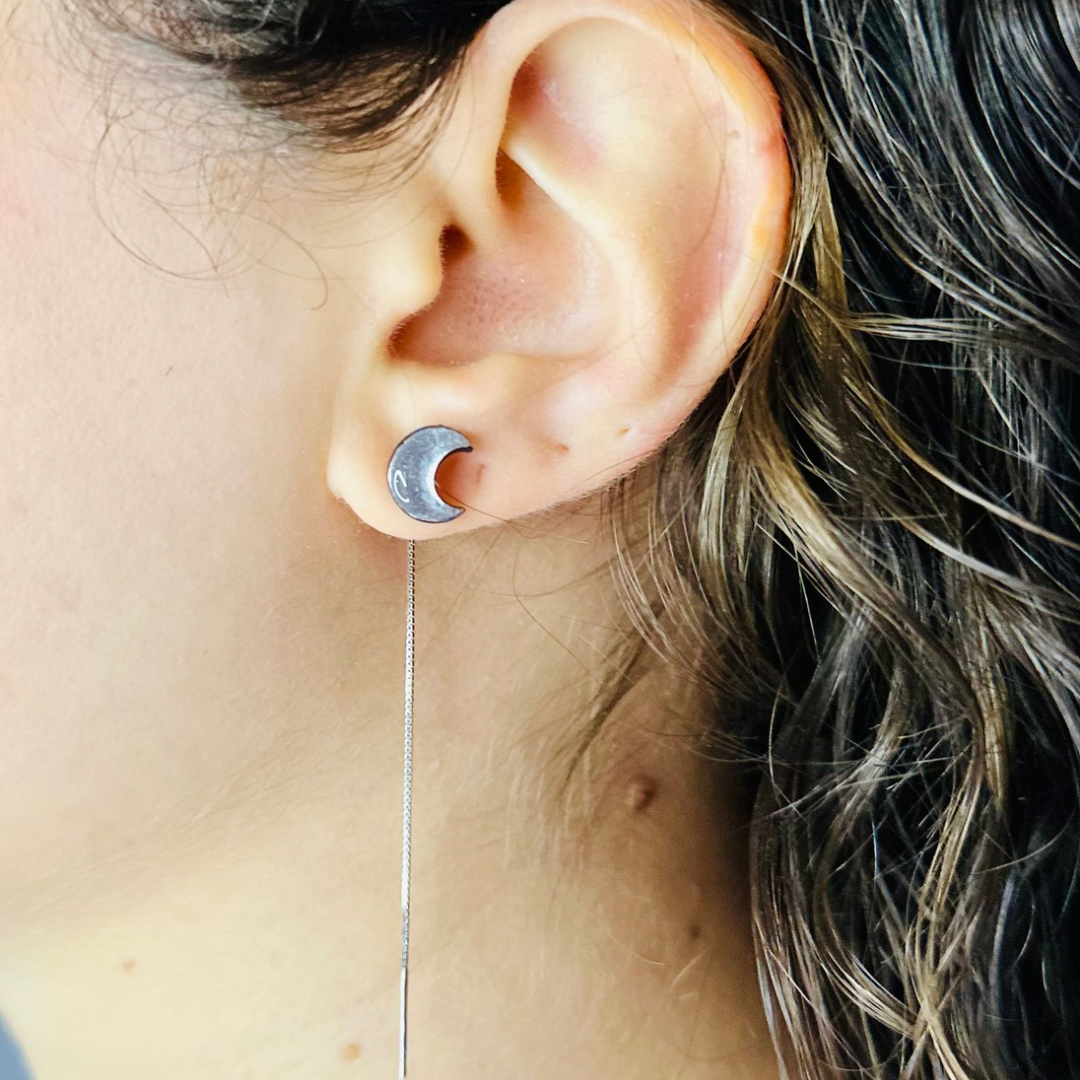 Orecchini pendenti Moon Love Minimal in Argento 925 placcato oro