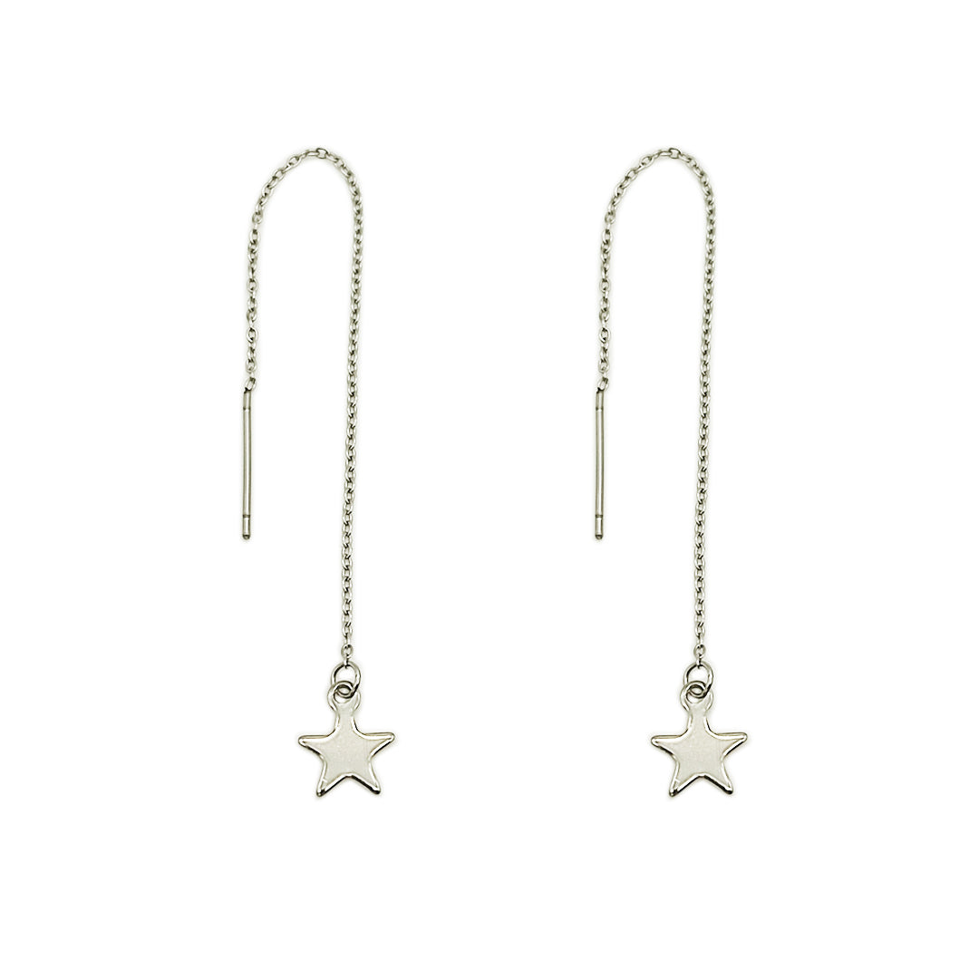 Orecchini pendenti Moon Love Acciaio con Stella Argentato