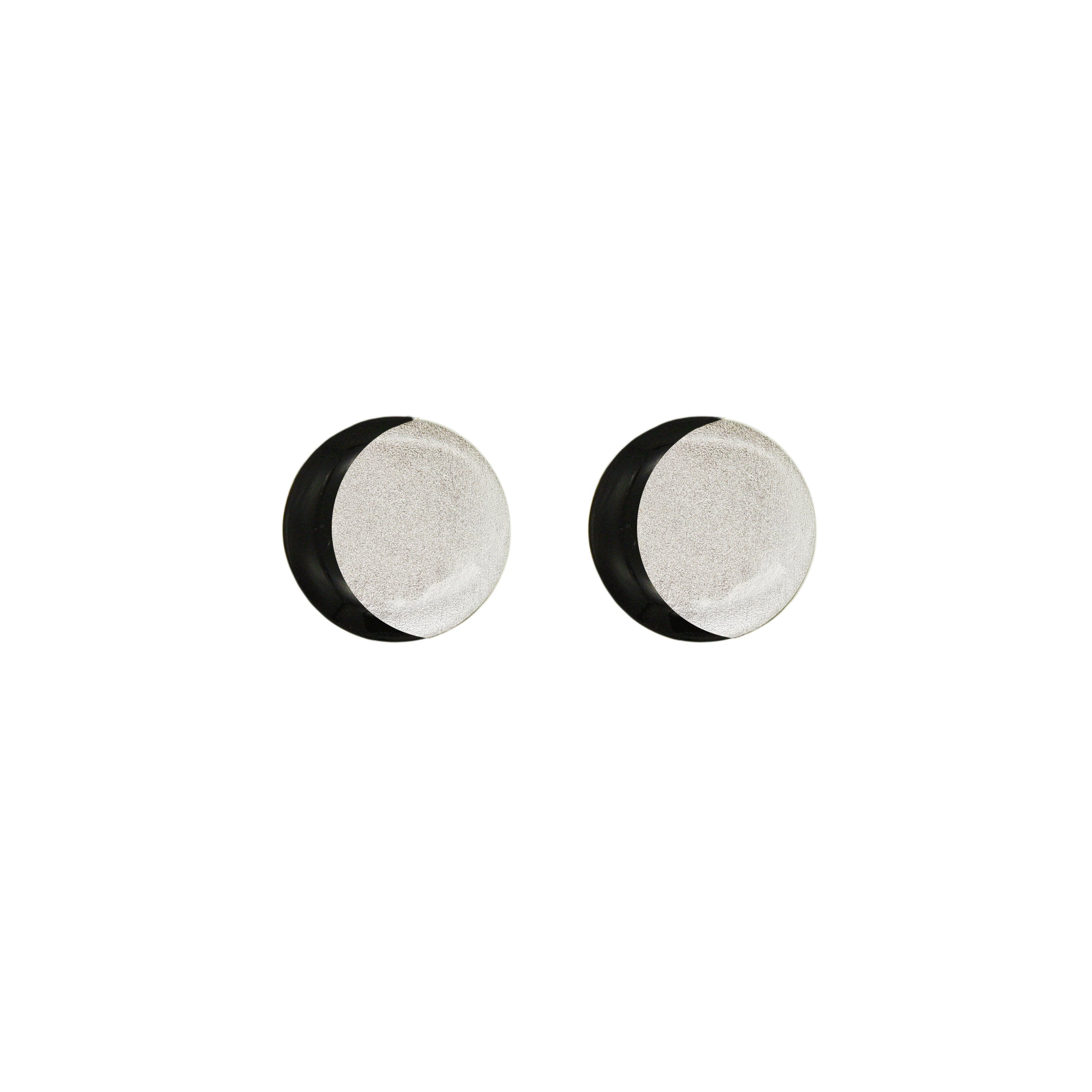 Orecchini a lobo in argento 925 con Luna in Argilla Polimerica Nera