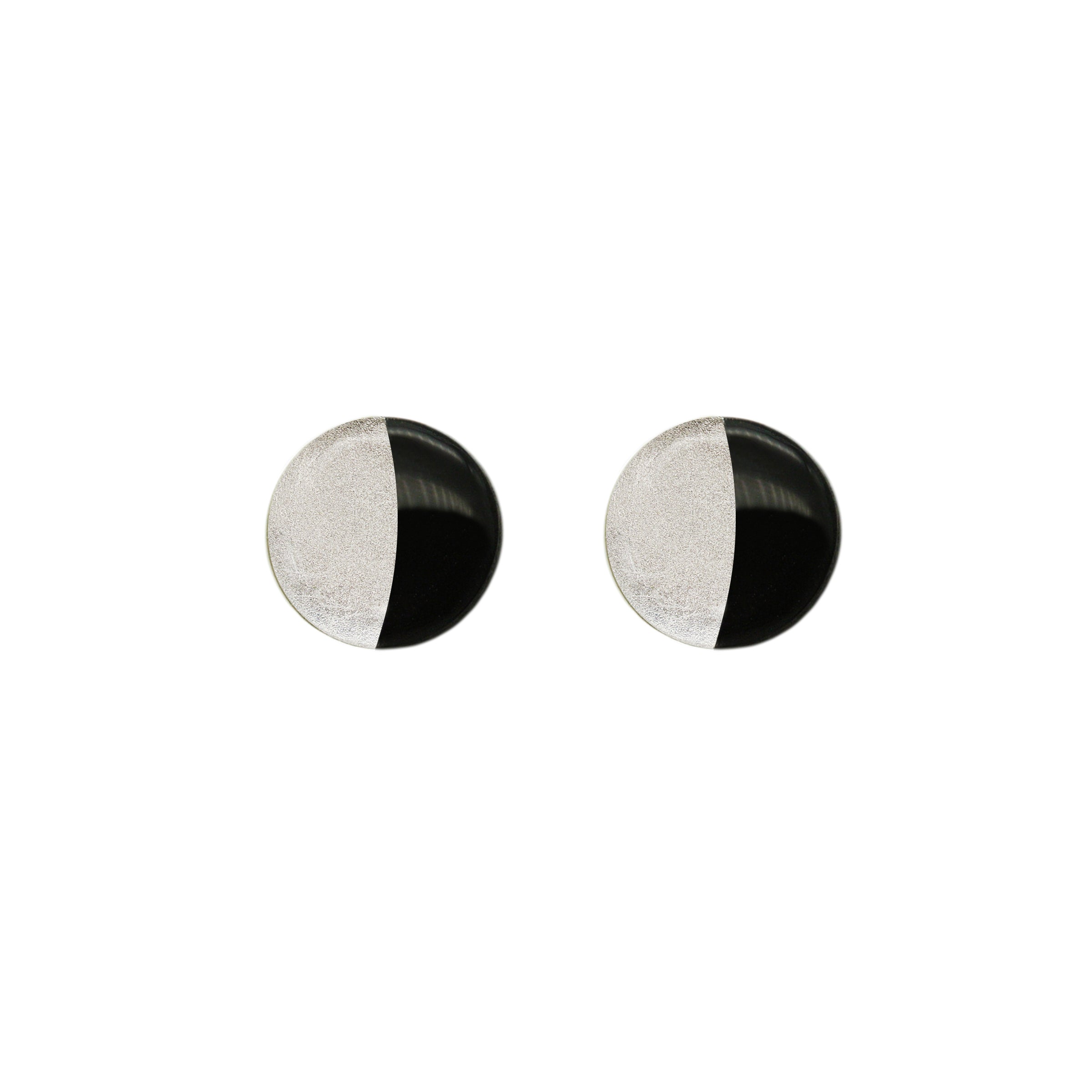Orecchini a lobo in argento 925 con Luna in Argilla Polimerica Nera