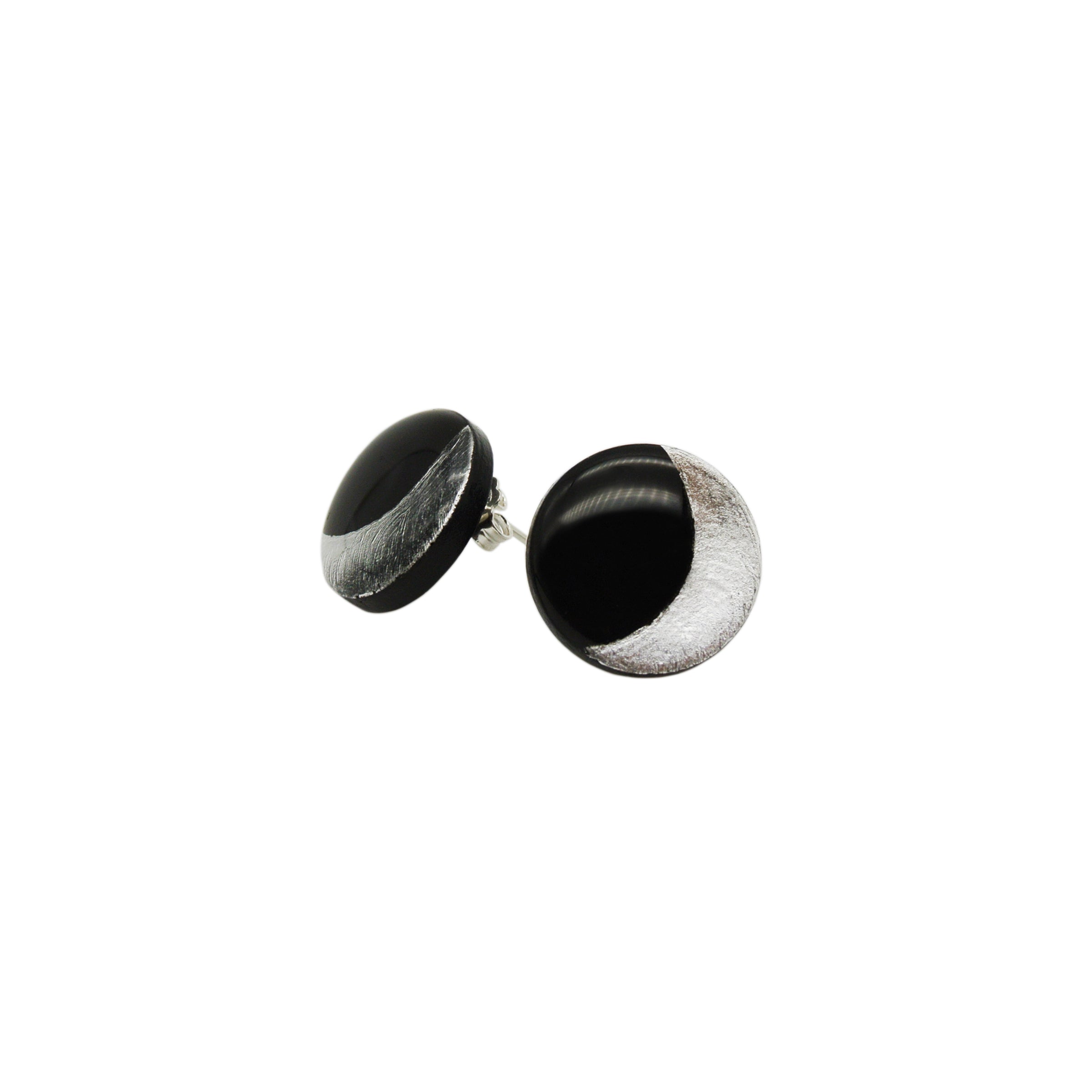 Orecchini a lobo in argento 925 con Luna in Argilla Polimerica Nera