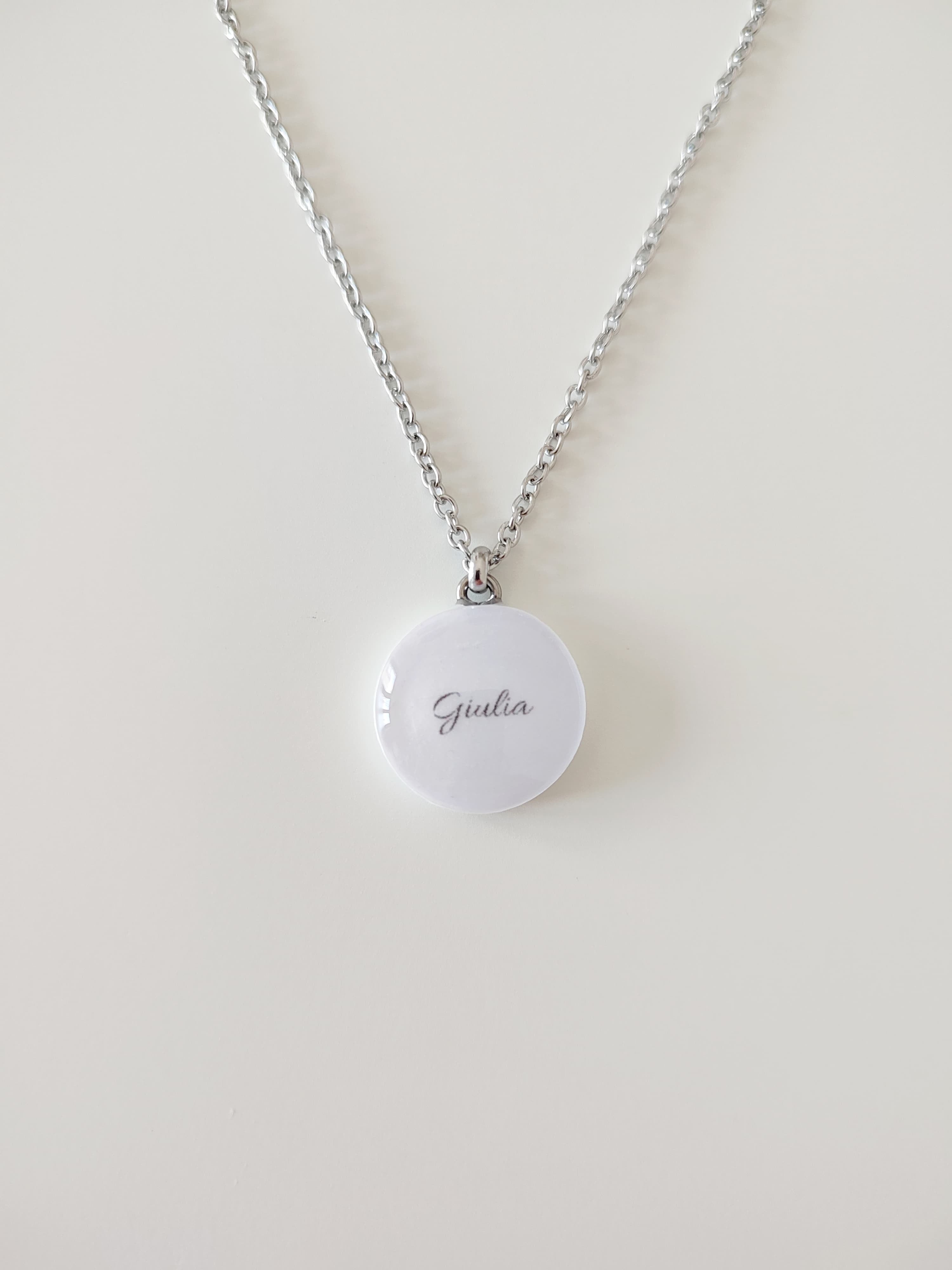 Collana con pendente Luna in Argilla Polimerica e Resina