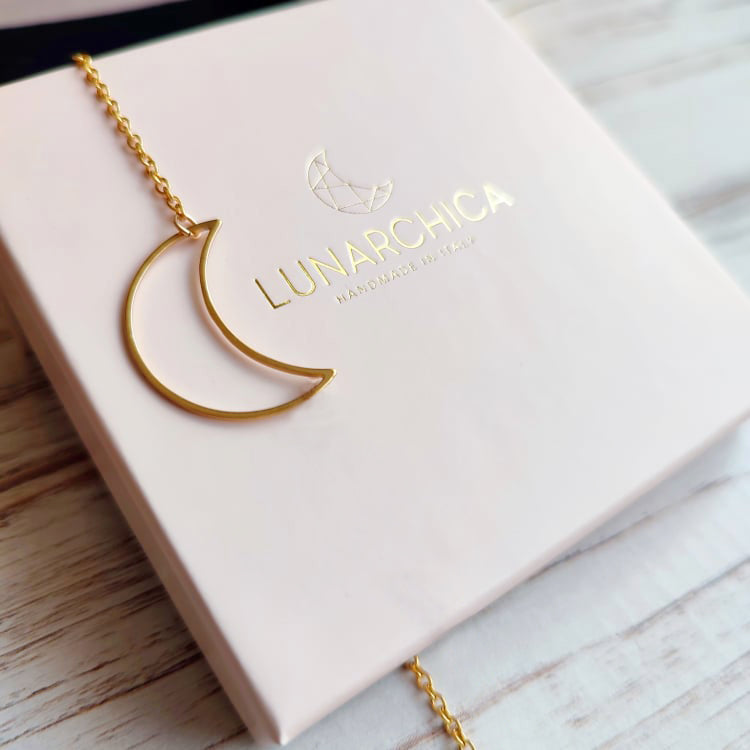 Collana Stella e Luna in acciaio inox dorato