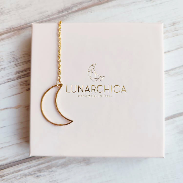 Collana Stella e Luna in acciaio inox dorato