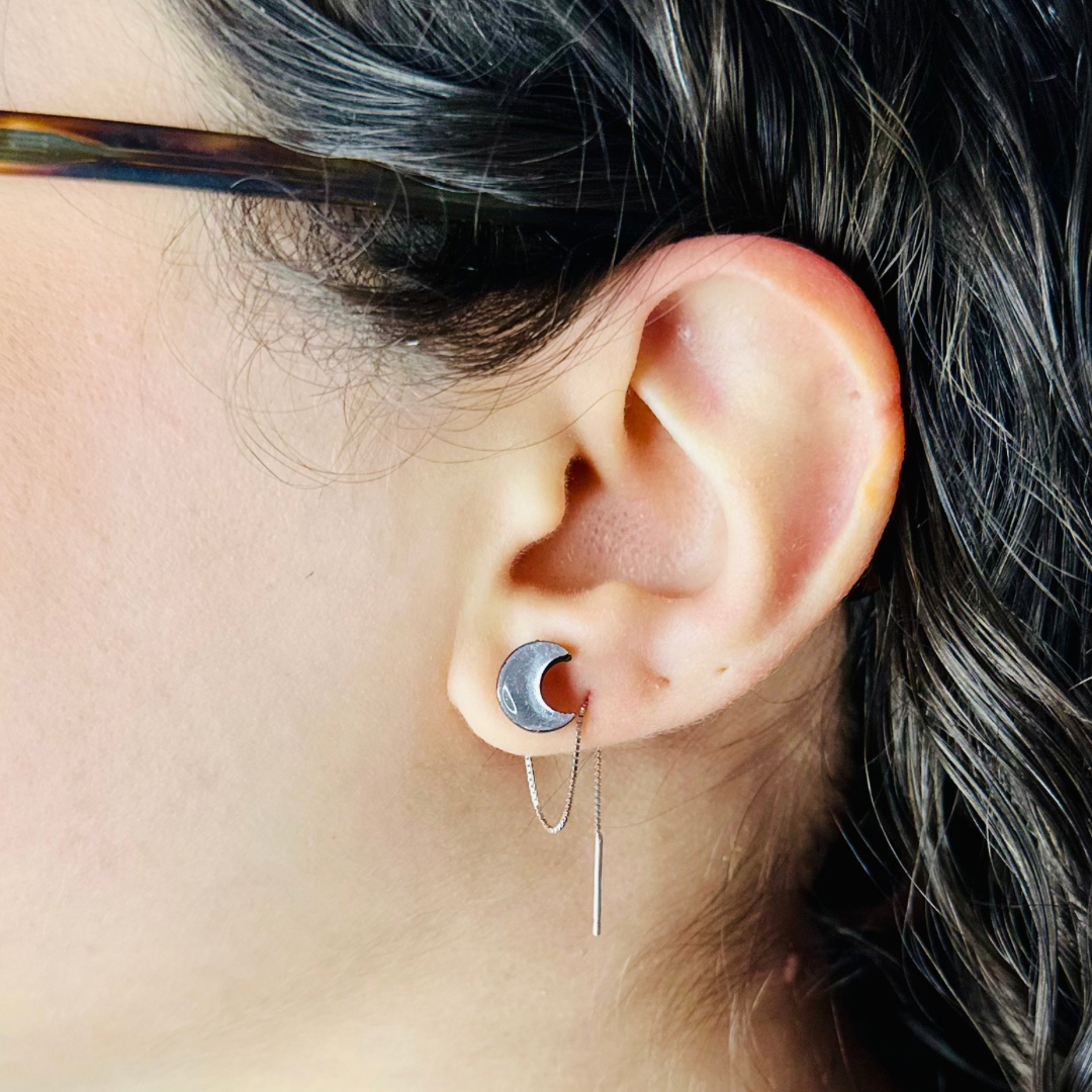 Orecchini pendenti Moon Love Minimal in Argento 925 placcato oro