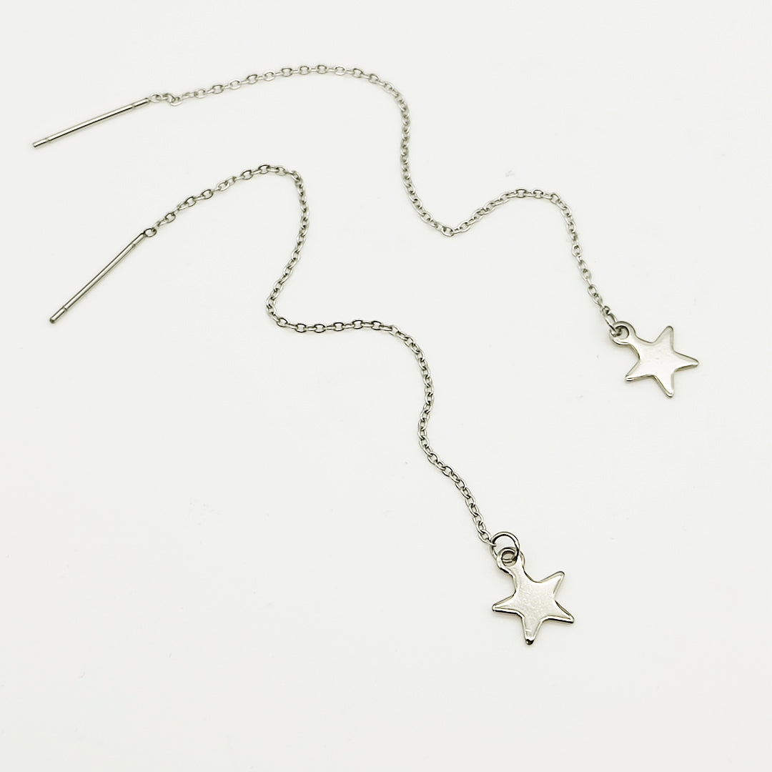 Orecchini pendenti Moon Love Acciaio con Stella Argentato
