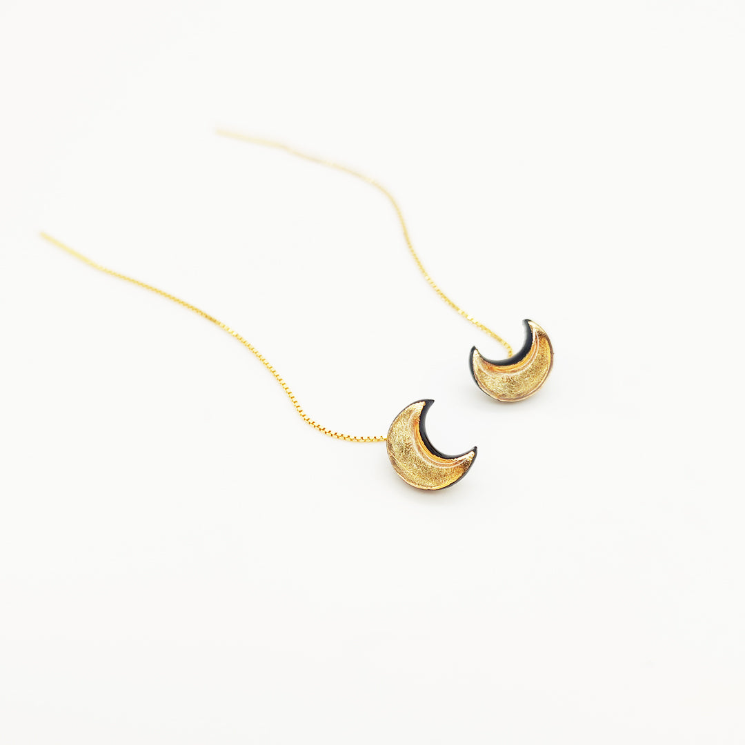 Orecchini pendenti Moon Love Minimal in Argento 925 placcato oro