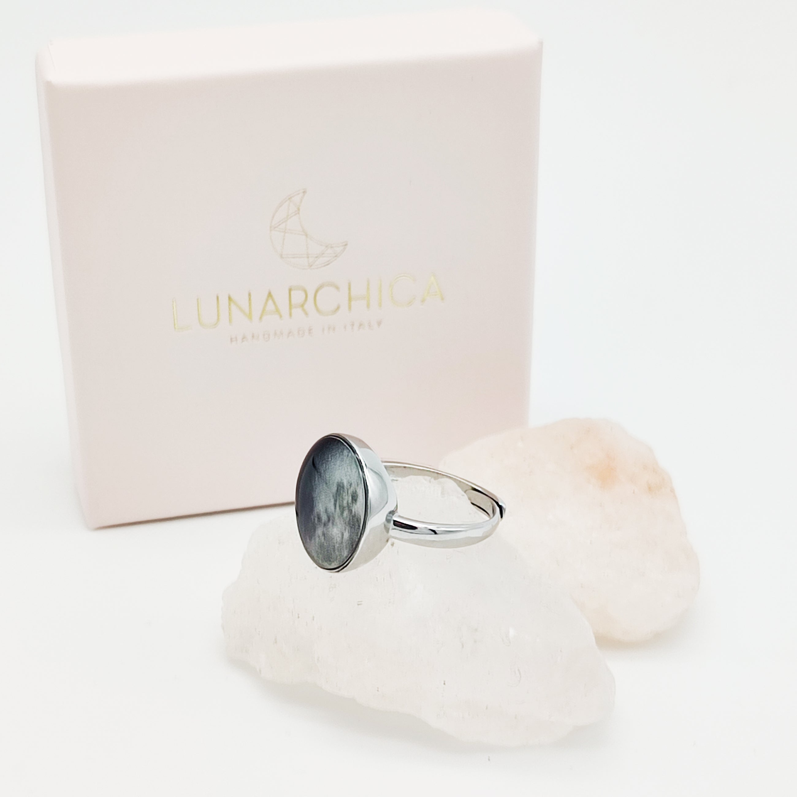 Anello Regolabile A Luna Crescente – Argento 925 – Gioiello Elegante Per Donna – Festa Della Mamma, Matrimonio, Fidanzamento