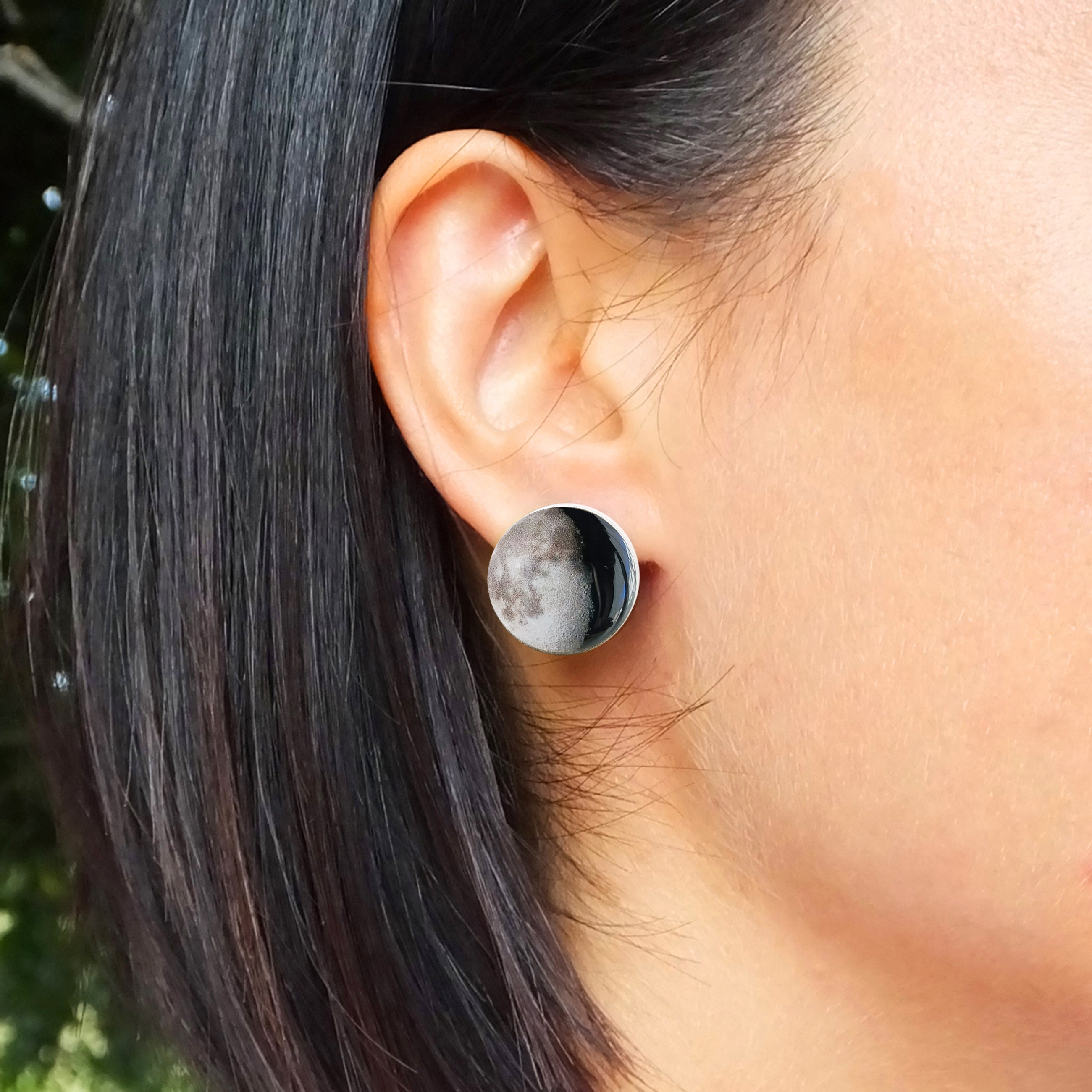 Orecchini Fasi Lunari In Argento Sterling 925 Con Pietra Di Luna - Ipoallergenici - Confezione Regalo