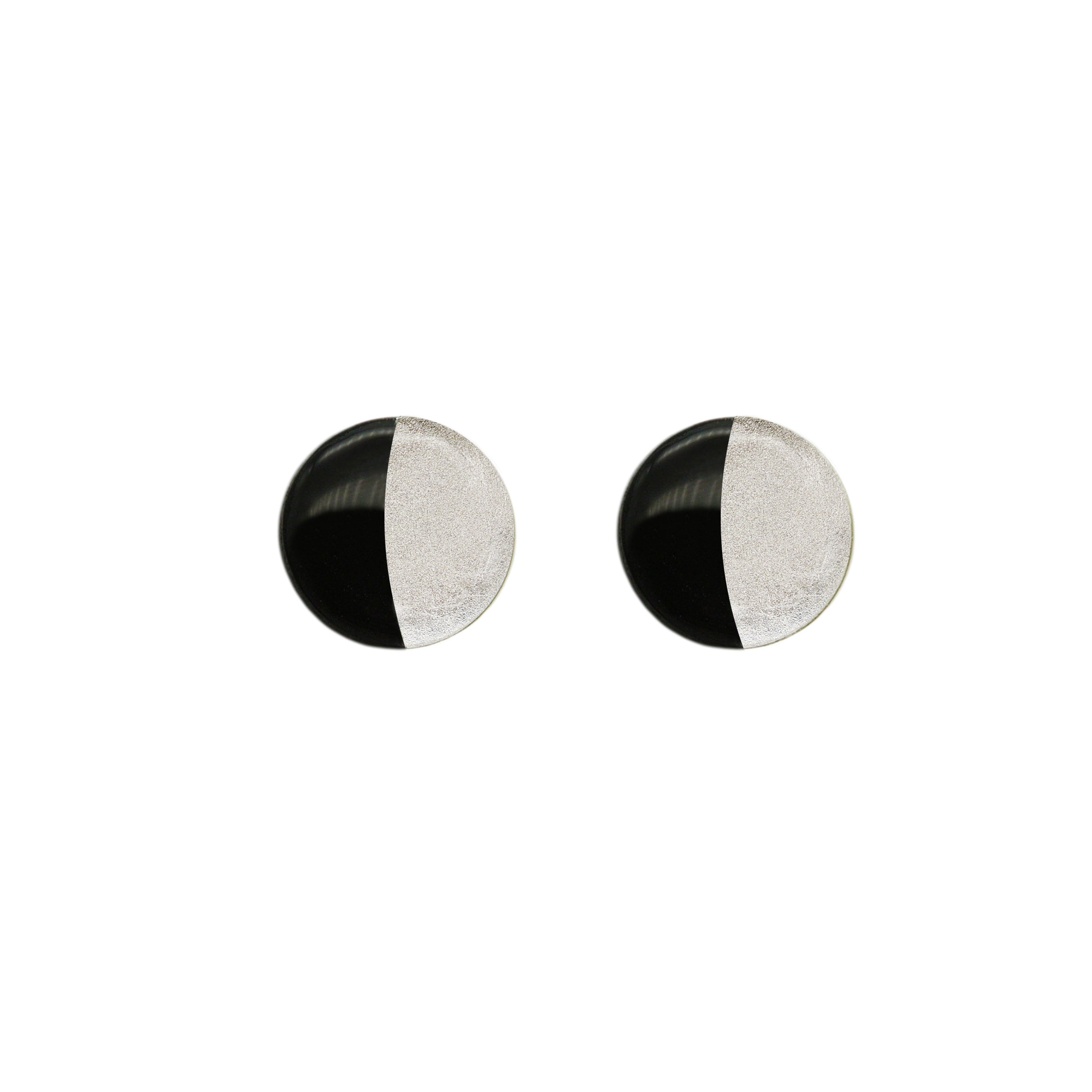 Orecchini a lobo in argento 925 con Luna in Argilla Polimerica Nera